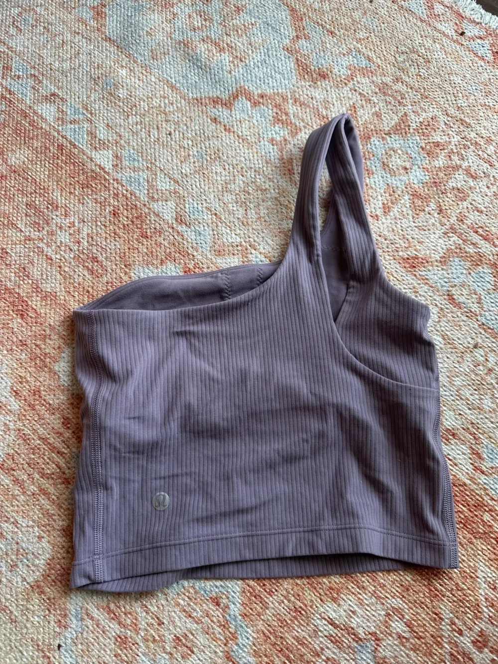 Lululemon Ribbed Nulu Asymmetrical Yoga Tank Top Purple Ash W1ERPS size 0